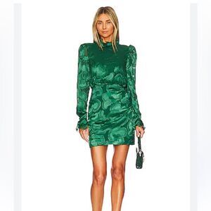 SALONI Green Patterned Long Sleeve Dress